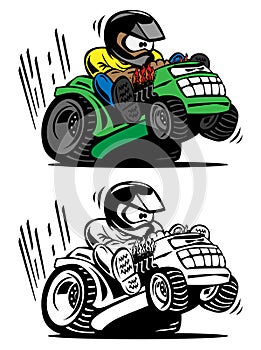 Cartoon racing lawnmower vector illustration