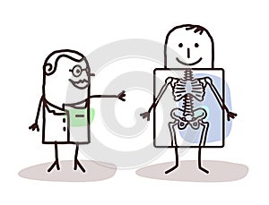 Cartoon radiologist with patient
