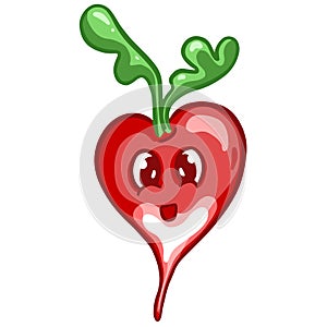 Cartoon Radish Vegetable Character With Smiley Kawaii Face Illustration