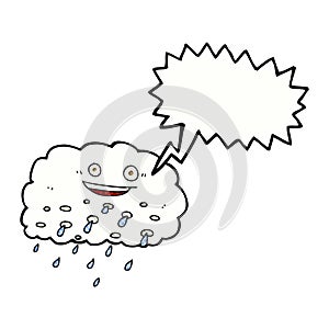 cartoon rain cloud with speech bubble