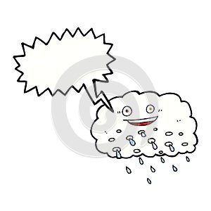 cartoon rain cloud with speech bubble