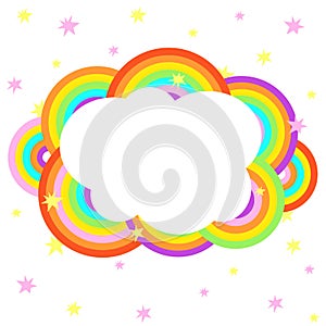 Cartoon rainbow cloud with stars design template