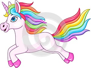 Cartoon rainbow unicorn isolated on white background