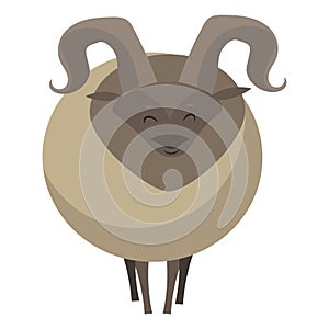 Cartoon ram. Vector illustration of a ram. Drawing animal for children. Zoo for kids.