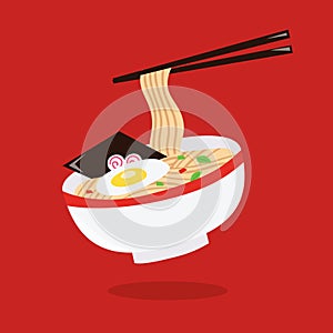 Cartoon Ramen Noodle Soup Bowl