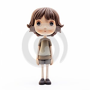 Cartoon Realism Figurine: Detailed Design Of A Girl With Short Ginger Hair photo