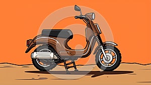 Cartoon Realism: Moped Sketch In Desert Landscape