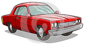 Cartoon red american retro muscle car vector icon