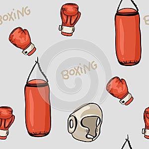 Cartoon red boxing glove icon, front and back. Isolated vector illustration.