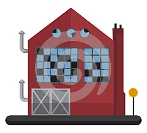 Cartoon red building with blue windows vector illustartion