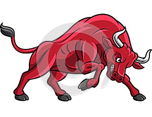 Cartoon red bull attack