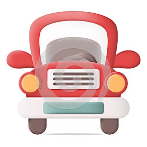 Cartoon Red Car Front View 3D Icon Vector