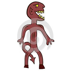 Cartoon of a red devil monster