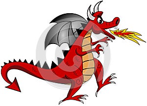 Cartoon Red Dragon Exhaling Fire Isolated photo