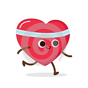 Cartoon red heart run cardio exercise