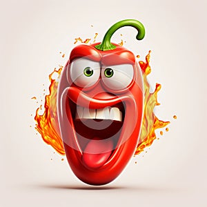 Cartoon Red Hot Chilli Pepper. Generative ai