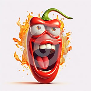 Cartoon Red Hot Chilli Pepper. Generative ai