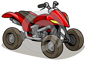 Cartoon red modern offroad quad motorbike