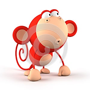 Cartoon red monkey isolated on white background