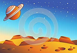 Cartoon red planet landscape