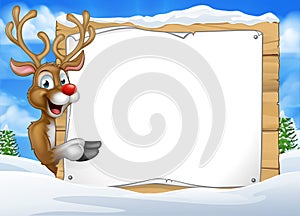 Cartoon Reindeer Christmas Sign Background