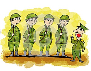 Cartoon related with military man