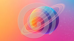 Cartoon Representation of Saturn on a Vibrant Gradient Background