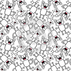 Cartoon retro animals seamless cats pattern for wrapping paper and fabrics and kids print and party accessories