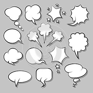 Cartoon Retro Blank Speech Bubble Set