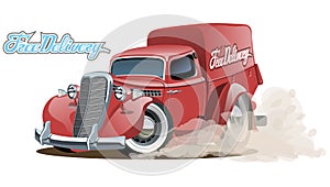 Cartoon retro delivery van