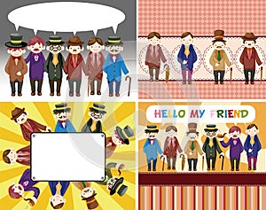 Cartoon retro gentleman card collection