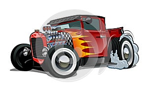 Cartoon retro hot rod isolated on white background