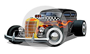 Cartoon retro hot rod isolated on white background