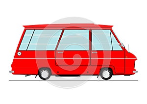 Cartoon retro minibus.