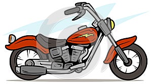 Cartoon retro red motorbike