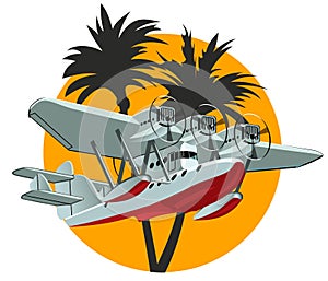 Cartoon Retro Sea Plane