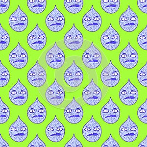 Cartoon retro water rain drops seamless weather pattern for wrapping paper and autumn accessories and summer print