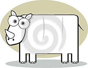 Cartoon Rhino in Black and White