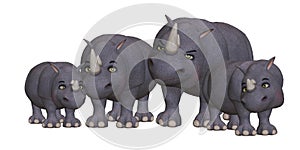 Cartoon rhino family