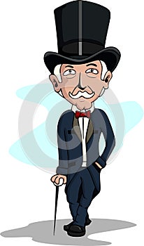 Cartoon rich man man wearing top hat