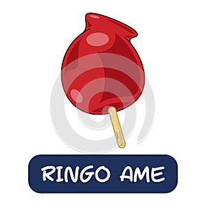 cartoon ringo ame, japanese food vector isolated on white background