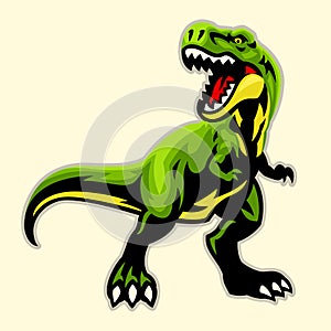 Cartoon Roaring T-rex Dinosaur Mascot