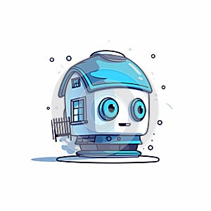 Cartoon Robot With Blue Windows: A Cabincore Inspired Smart Home Assistant