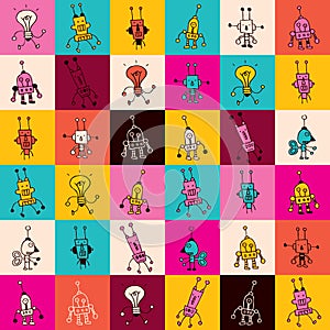 Cartoon robot characters pattern photo