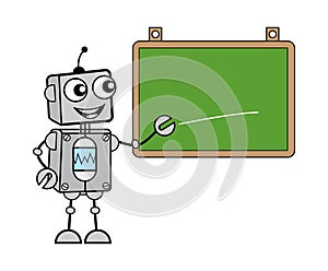 Cartoon Robot with Classroom Board