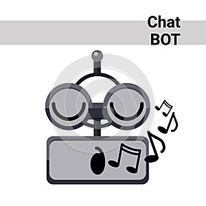 Cartoon Robot Face Smiling Cute Emotion Sing Chat Bot Icon