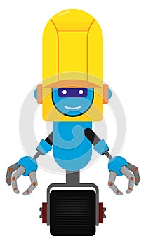 Cartoon robot. Funny construction mascot. Happy character