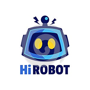 Cartoon Robot head with antenna logo design