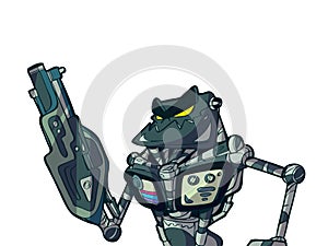 Cartoon robot and heavy weapon photo