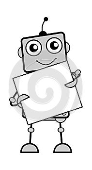 Cartoon Robot holding a banner